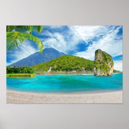 Tropical Island Sandy Beach Palm Tree Paradise Poster