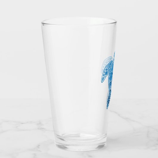 Tropical Island Sea Turtle Design in Blue Glas (Rechts)