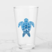 Tropical Island Sea Turtle Design in Blue Glas (Vorderseite)