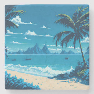 Tropical Island Summer Blue Ocean Beach Vibes Steinuntersetzer