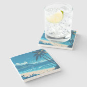 Tropical Island Summer Blue Ocean Beach Vibes Steinuntersetzer (Seitenansicht)