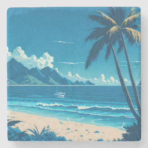 Tropical Island Summer Blue Ocean Beach Vibes Steinuntersetzer