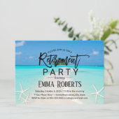 Tropical Island Summer Starfish Beach Retirement Einladung (Stehend Vorderseite)