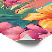 Tropical Island Sunset and Dolphin Poster (Ecke)