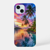 Tropical Island Sunset Landscape Phone Case iPhone 15 Hülle (Rückseite)