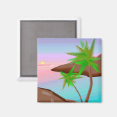 Tropical Island Sunset Magnet (Vorderseite/Rückseite)