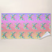 Tropical Island Sunset Palm Tree Strandtuch (Vorderseite)
