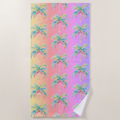 Tropical Island Sunset Palm Tree Strandtuch (Vorderseite)