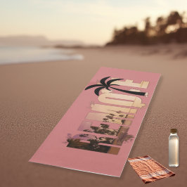 Tropical Island Sunset Palm Trees Yogamatte