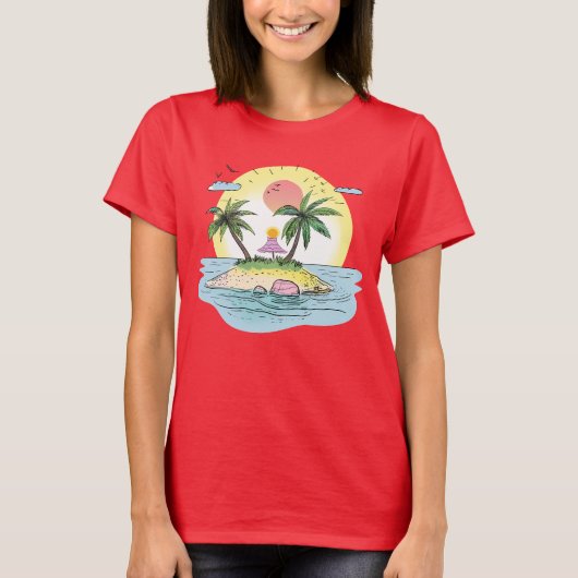 Tropical Island Sunset Streetwear T-Shirt (Vorderseite)