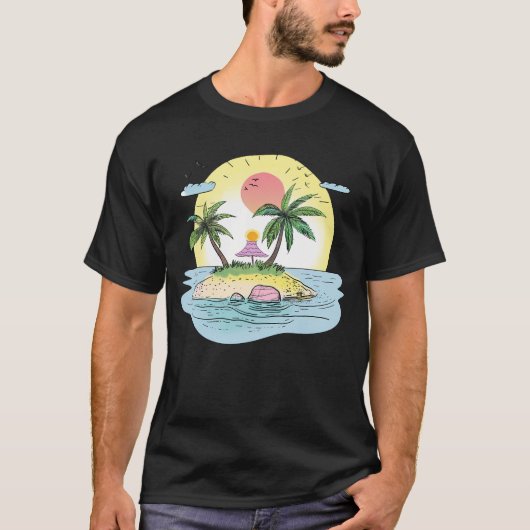 Tropical Island Sunset Streetwear T-Shirt (Vorderseite)