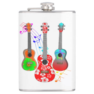 Tropical Island Ukulele Player Music Flachmann