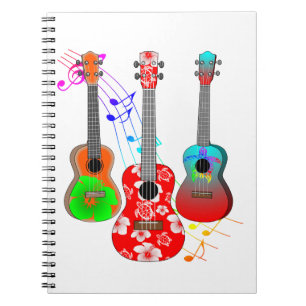 Tropical Island Ukulele Player Music Notizblock