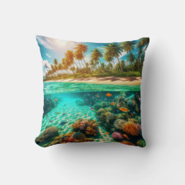 Tropical Island Underwater Beach Ocean Fish Kissen