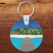 Tropical Island Vacation Landschaftlich Landschaft Schlüsselanhänger (Vorderseite)