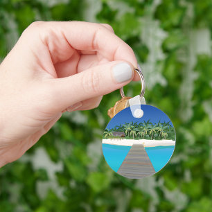 Tropical Island Vacation Landschaftlich Landschaft Schlüsselanhänger