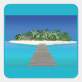 Tropical Island Vacation Quadratischer Aufkleber (Vorderseite)