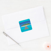 Tropical Island Vacation Quadratischer Aufkleber