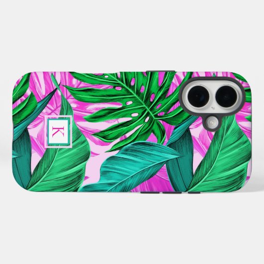 Tropical Island Vibes Monogram Phone Case (Rückseite (Horizontal))