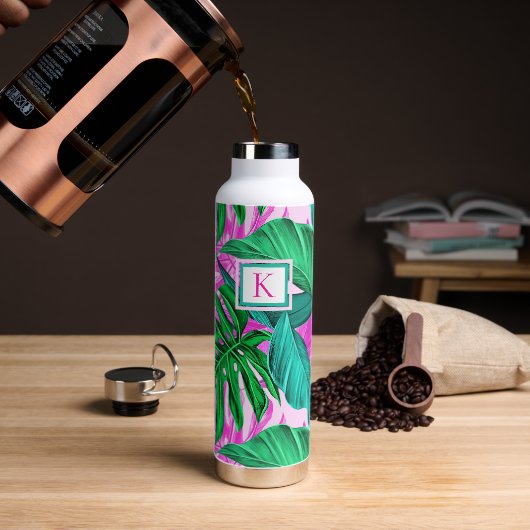 Tropical Island Vibes Monogram Trinkflasche (Kaffee)