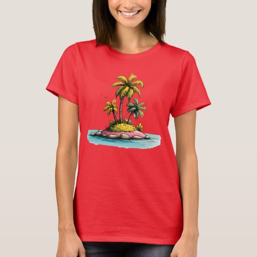 Tropical Island Vibes Palm Tree Graphic T-Shirt (Vorderseite)
