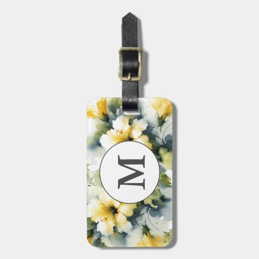 Tropical Island Watercolor Hibiskus Gepäckanhänger (Vorderseite vertikal)