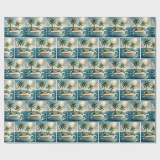 Tropical Island With Hammock in a Teacup Geschenkpapier (Flach)