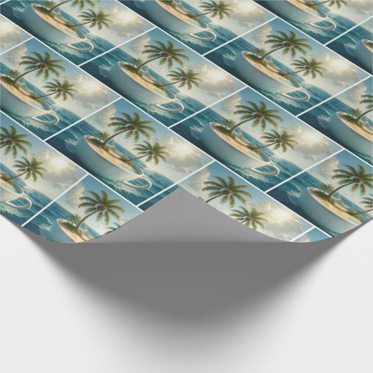 Tropical Island With Hammock in a Teacup Geschenkpapier (Ecke)