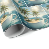 Tropical Island With Hammock in a Teacup Geschenkpapier (Rolleneckpunkt)
