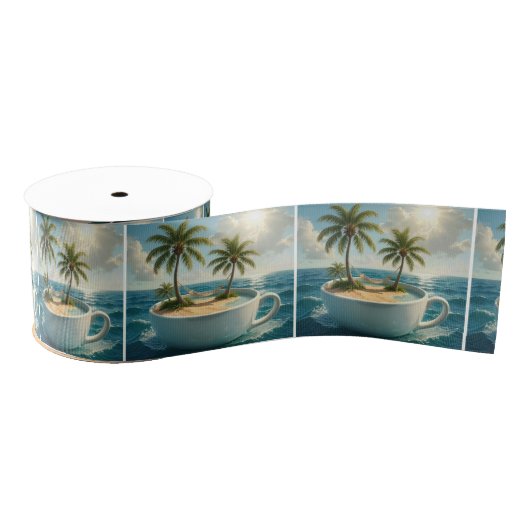 Tropical Island With Hammock in a Teacup Ripsband (Spule)