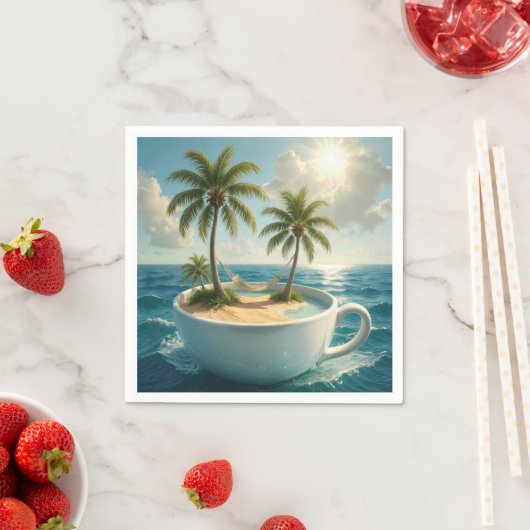 Tropical Island With Hammock in a Teacup Serviette (Beispiel)