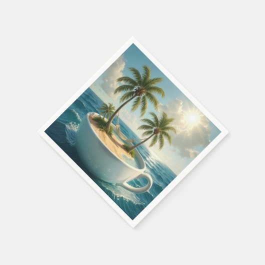 Tropical Island With Hammock in a Teacup Serviette (Ecke)
