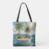 Tropical Island With Hammock in a Teacup Tasche (Rückseite)