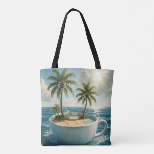 Tropical Island With Hammock in a Teacup Tasche (Rückseite)