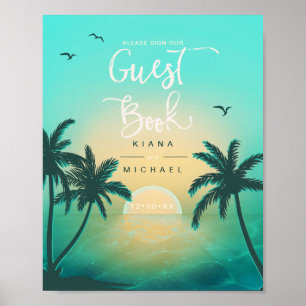 Tropical Isle Sunrise Guest Book Aquamarin ID581 Poster