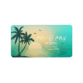 Tropical Isle Sunrise Mr. & Mrs. Aquamarin ID581 Adressaufkleber (Vorne)