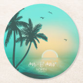 Tropical Isle Sunrise Mr. & Mrs. Aquamarin ID581 Runder Pappuntersetzer (Vorderseite)