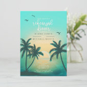 Tropical Isle Sunrise Probe Abendessen Aquamarin I Einladung (Stehend Vorderseite)