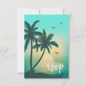 Tropical Isle Sunrise Wedding Aquamarin ID581 RSVP Karte (Vorderseite)