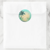 Tropical Isle Sunrise Wedding dank Aquamarinem ID5 Runder Aufkleber (Tasche)