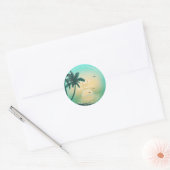Tropical Isle Sunrise Wedding dank Aquamarinem ID5 Runder Aufkleber (Umschlag)