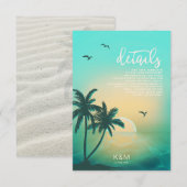 Tropical Isle Sunrise Wedding Details Aquamarin ID Begleitkarte (Vorne/Hinten)