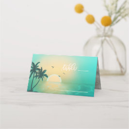 Tropical Isle Sunrise Wedding Table Aquamarin ID58 Platzkarte