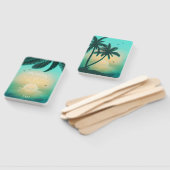 Tropical Isle Sunrise Wedding Zeremonie Aquamarin  Fächer (Non-assembled)