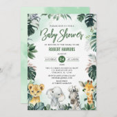 Tropical Jungle Animal Safari Baby Dusche Einladung (Vorne/Hinten)