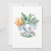 Tropical Jungle Baby Blue Elephant Baby Dusche Einladung (Rückseite)