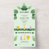 Tropical Jungle Baby Showeinlage All In One Einladung (Innen Boden)