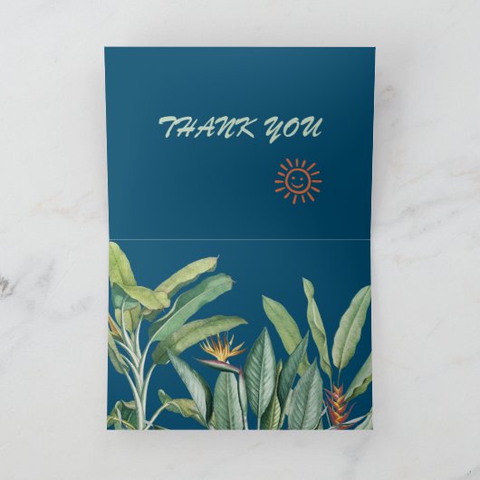 Tropical Jungle Banana Tree Strelitzia Vielen Dank Karte (Innenseite)