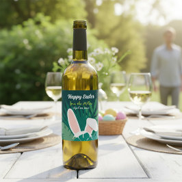 Tropical Jungle Easter Bunny Custom Wine Label Weinetikett