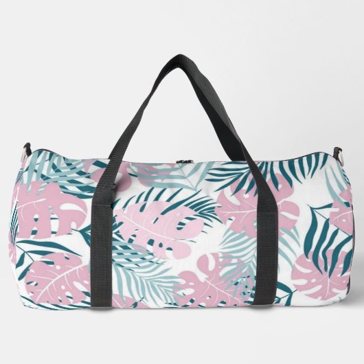 Tropical jungle exotic pink leaves summer nature duffle bag (Vorderseite)